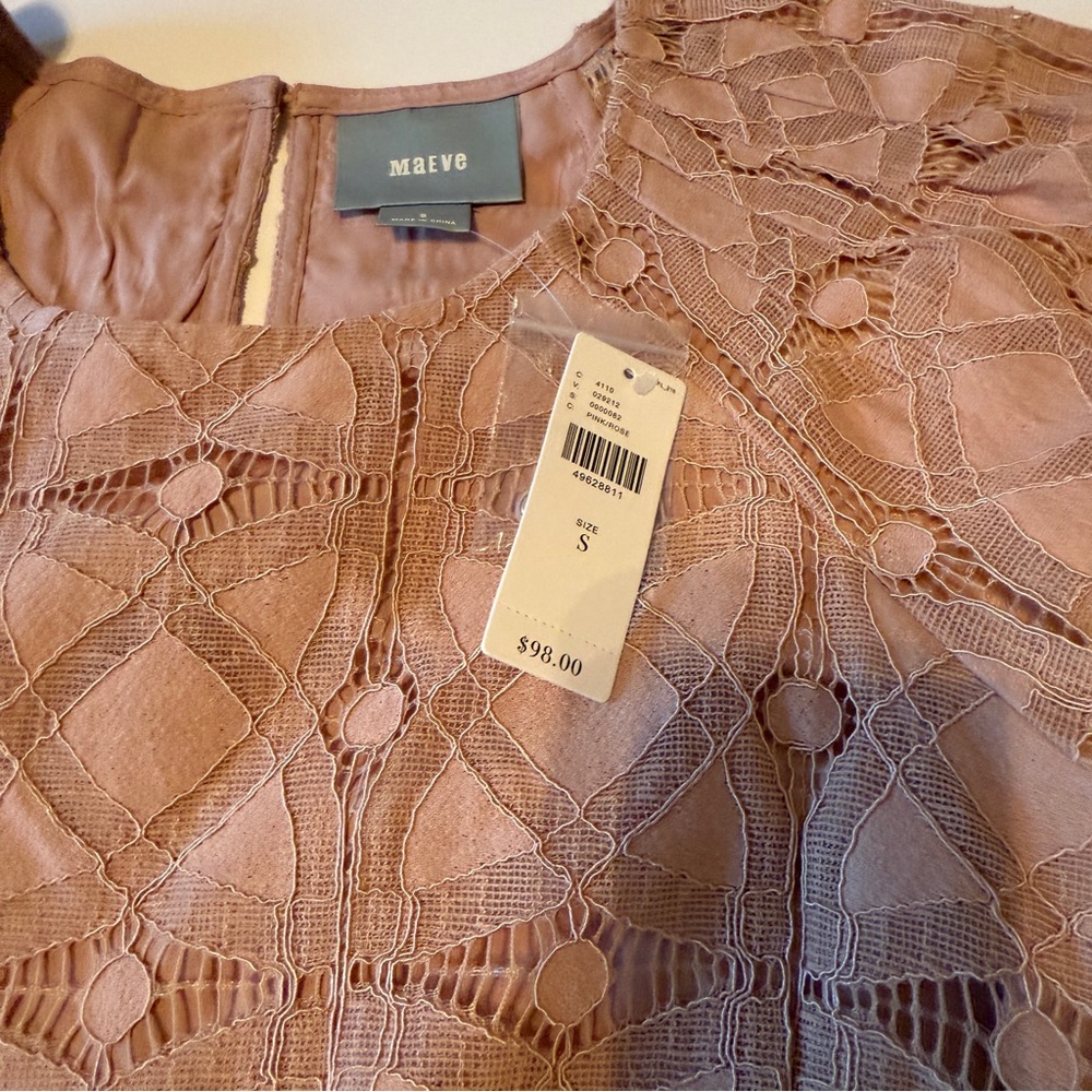 NWT MAEVE Anthropologie Top Women’s Small Short Sleeve Lace Summer Elegant - Picture 6 of 9